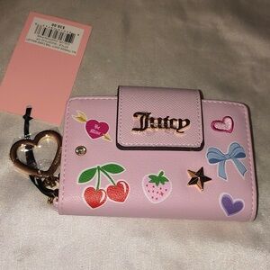 Juicy Couture Chiffon Pink All Things Juicy Faux Leather Tab Card Wallet NWT